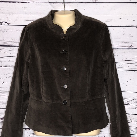 LOFT Ann Taylor NWT Size 14 Brown Fully Lined Button Front Velvet Jacket - Picture 2 of 5